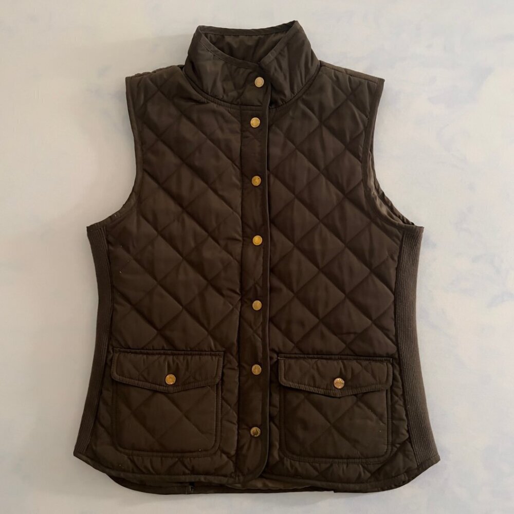 Adrienne Vittadini Dark Olive Green Puffer Vest